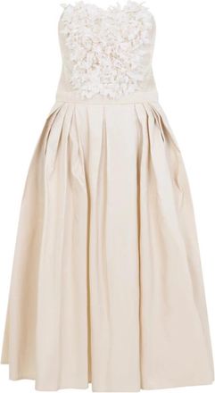 Elisabetta Franchi Geborduurde Beige Polyester Mini Jurk - Dames - Feestkleedjes - Beige - M - Polyester - Kleedjes