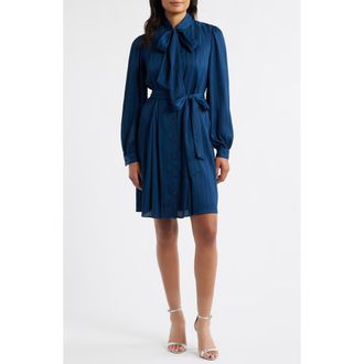 Julia Jordan Belted Long Sleeve Minidress in Navy at Nordstrom Rack, Size X-Small