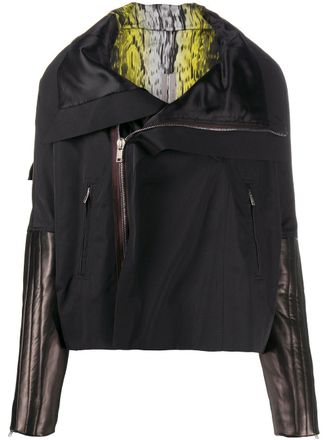 Rick Owens leather sleeve zipped jacket - women - Leather/Polyester/Polyester/Cupro/Viscose - 38 - Black