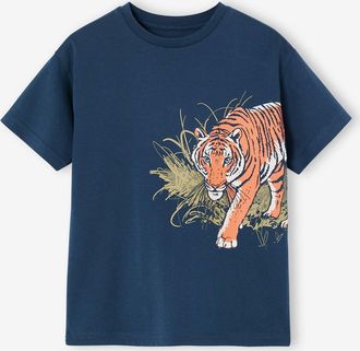 Vertbaudet T-Shirt mit XL-Tierprint Jungen, mit Recycling-Baumwolle aquamarine