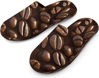 Generic Coffee Beans Mens Cotton Slippers Memory Foam Comfort House Shoes Winter Indoor Slipper for Hotel Casa Spa