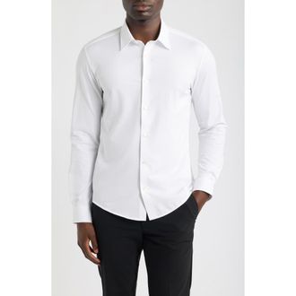 BOSS Roan Slim Fit Performance Button-Up Shirt in White at Nordstrom, Size Xx-Large
