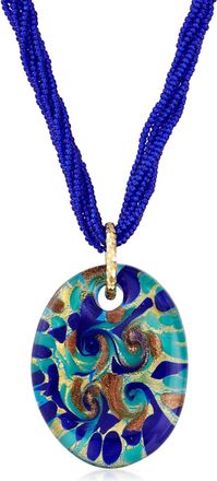 Ross-Simons Italian Multicolored Murano Glass Pendant Necklace in 18kt Gold Over Sterling