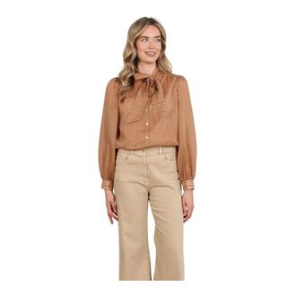 Nukus Nukus, Dames, Blouses & Shirts, Bruin, Maat: S Poliester