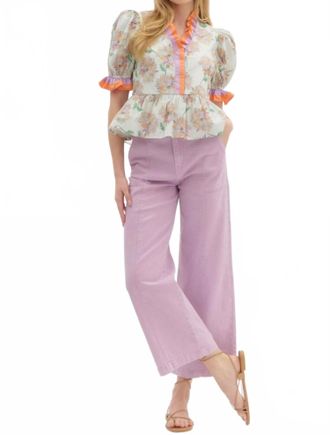 Entro Faith Floral Top In Orange, Yellow, & Purple