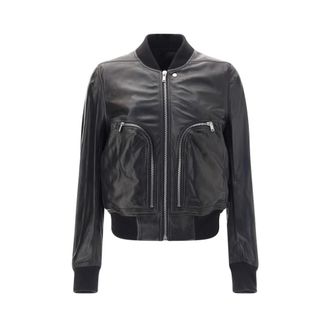 Rick Owens Jassen, Heren, Zwart, L, Bauhaus Flight Leren Jas