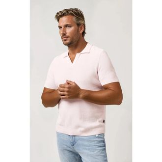 Stone Rose Pique Knit Johnny Collar Polo in Light Pink at Nordstrom, Size Xx-Large