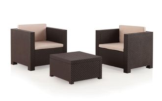 Shaf Conjunto de jard&iacute;n de 2 plazas con efecto de resina trenzada marr&oacute;n