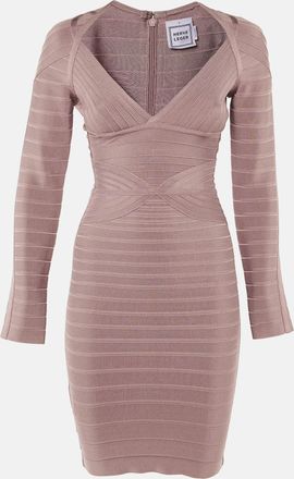 H&eacute;rve L&eacute;ger Dusty Pink Knit Florencia Bandage Mini Dress