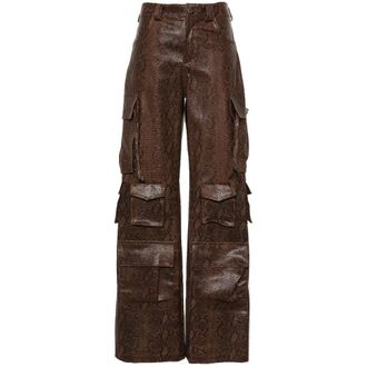 Salvatore Santoro Leather Trousers, female, Brown, Size: XS Leather Cargo Pants