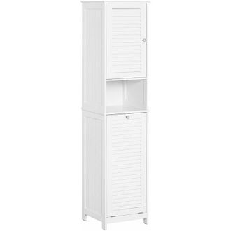 SoBuy Mobile a Colonna Bagno Salvaspazio Mobile Alto Con Borsa Portabiancheria Pieghevole Bianco L40xP38xA170 Cm BZR124-W