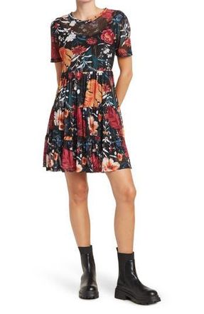 By Design Cate Floral Print Tiered T-Shirt Dress in Sedge at Nordstrom Rack, Size X-Large