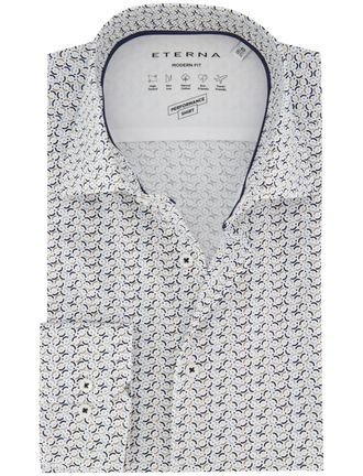 Eterna Overhemd Eterna modern fit stretch blauw geprint
