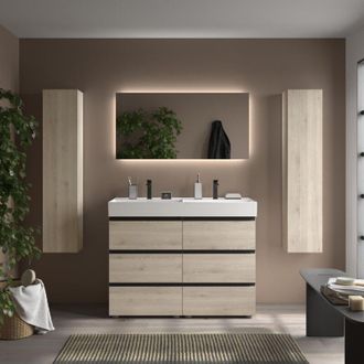 Cygnus Bath Mueble De Ba&ntilde;o Bequia Metal 3c 120cm Natural Lavabo Veneto Porcelana