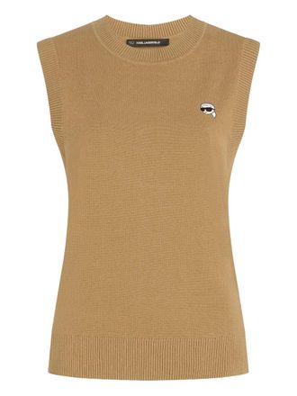Karl Lagerfeld logo appliqu&eacute; vest - women - Organic Cotton - S - Neutrals