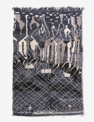 AFK Living Alfombra marroqu&iacute; abstracta de lana gris 173 x 278 cm