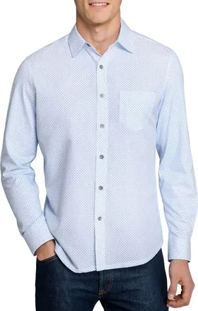 W.R.K Slim Fit Micro Geo Dot Reworked Button-Up Shirt in White/blue at Nordstrom, Size Xx-Large