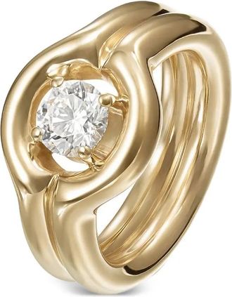 Melissa Kaye 18kt geelgouden Rocky ring met diamant