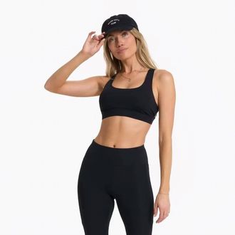 Vuori Clothing Stride Performance Stretch Knit Sports Bra In Black