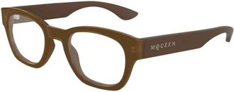Alexander McQueen Geometric Optical Frame - Heren - Brillen - Bruin - 52 MM - Accessoires