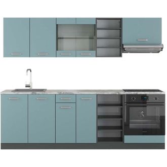 Vicco Mueble De Cocina R-line, Gris Azulado/antracita, 240 Cm, Et M&aacute;rmol, Vicco