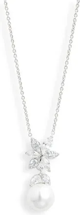 Nadri Under the Sea Cubic Zirconia & Faux Pearl Pendant Necklace in Rhodium at Nordstrom