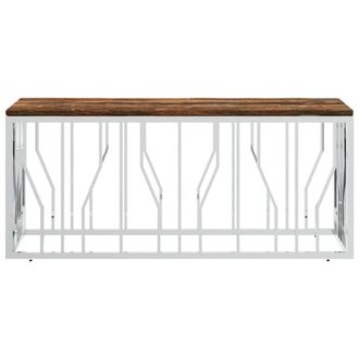 Berkfield Home Decorative Coffee Table Stainless Steel & Solid Wood Reclaimed in Silver