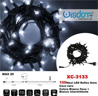 Trade Shop Trade Shop - Catena Luminosa 100luci Led Lucciole Bianco Fisso + Bianco Intermittente Xc-3133