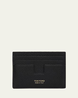 Tom Ford Mens Logo Leather Card Holder