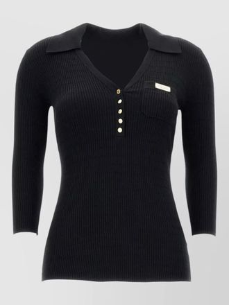 Elisabetta Franchi v neck sweater gold tone detail pocket