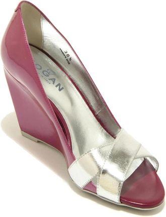 Hogan Crossed Straps Wedge Schoenen - Dames - Sleehakken - Paars - 37 1/2 EU - Schoenen