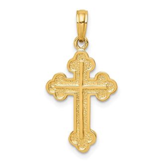 Diamond2Deal 14k Yellow Gold Budded Cross Pendant