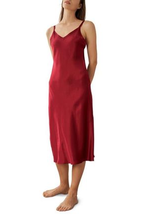 LilySilk Long & Close Fitting Silk Nightgown in Claret at Nordstrom, Size Small