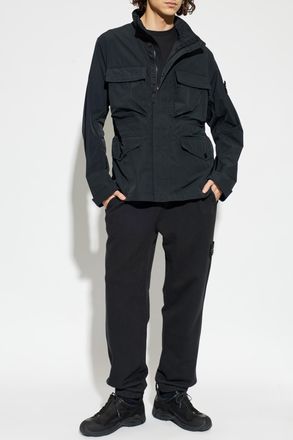 Stone Island Lightweight Jacket With Stand-up Collar, Mens, Black