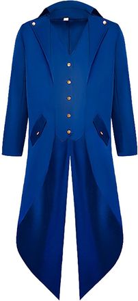 Generic Medieval Gothic Tailcoat Jacket for Kids Boys Jacket Cosplay Long Coat Costume Men Winter Sweater (Blue, M)