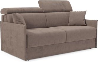 Divani.Store Sof&aacute; cama con reposacabezas reclinables en tela 189 cm marr&oacute;n