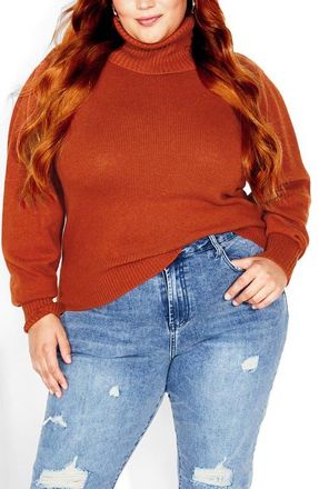 City Chic Softly Sweet Turtleneck Sweater in Toffee at Nordstrom