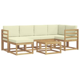 vidaXL Conjunto De Sof&aacute;s De Exterior Con Coj&iacute;n 7 Pcs Blanco Y Crema Vidaxl