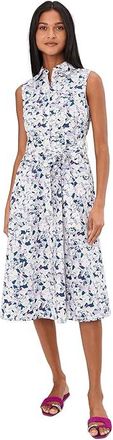 Calvin Klein Sleeveless Florla Cotton Aline Midi Womens Dress Slate : 14