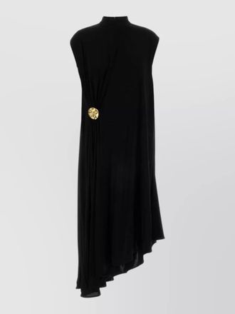Bottega Veneta jersey dress sleeveless asymmetric hem high neckline