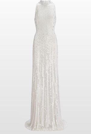 Jenny Packham Benue Sequin-Embellished Maxi Dress in Vanilla at Nordstrom, Size 12 Uk