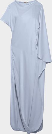 SIMKHAI Ora Satin Asymmetric Drape Sleeve Gown
