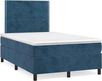 vidaXL Cama Box Spring Con Colch&oacute;n Terciopelo Azul Oscuro 120x190 Cm Vidaxl