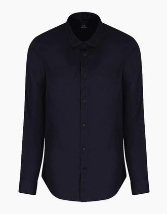A|X Armani Exchange Mens Linen Long Sleeve Black Shirt - Size: 44/Regular