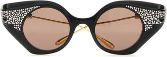 Gucci Womens Crystal-Embellished Cat-Eye Sunglasses Black Acetate