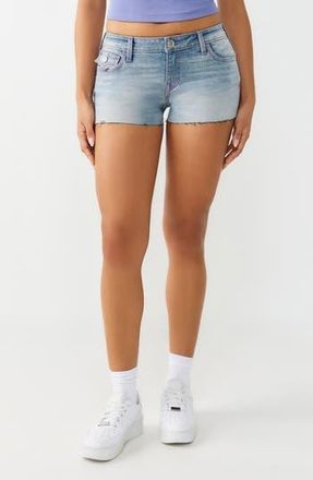 True Religion Joey Low Rise Flap Shorts in Light Skyline Wash at Nordstrom Rack, Size 29
