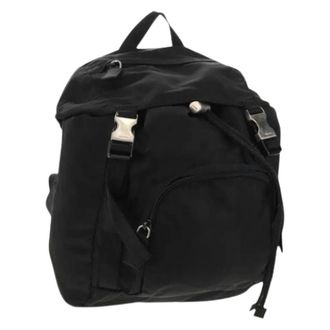 Prada Pre-owned Backpacks, female, Black, Size: ONE SIZE Pre-owned Vintage Nylon Backpack