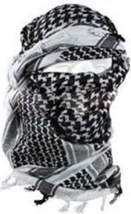 Mil-Tec PLO Shemagh Neckerchief (110 x 110 cm/White/Black), white/black, 110x110 cm