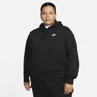 Nike Womens Nike Sportswear Club Fleece Pullover Hoodie (Plus Size) in Black | DV5092-010