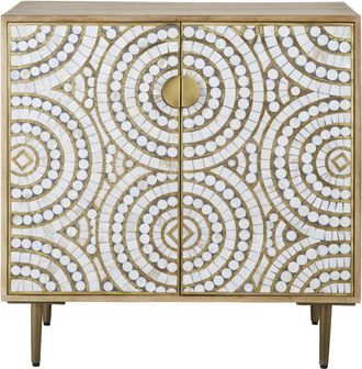 Maisons du monde Armario de 2 puertas con acabado de resina y n&aacute;car 80cm